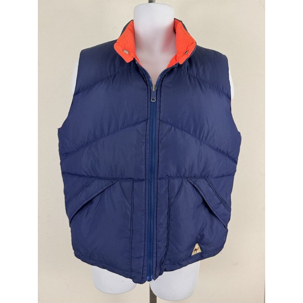 CAMEL Vintage Men's Reversible Blue/Orange Down Puffer Vest Sz M